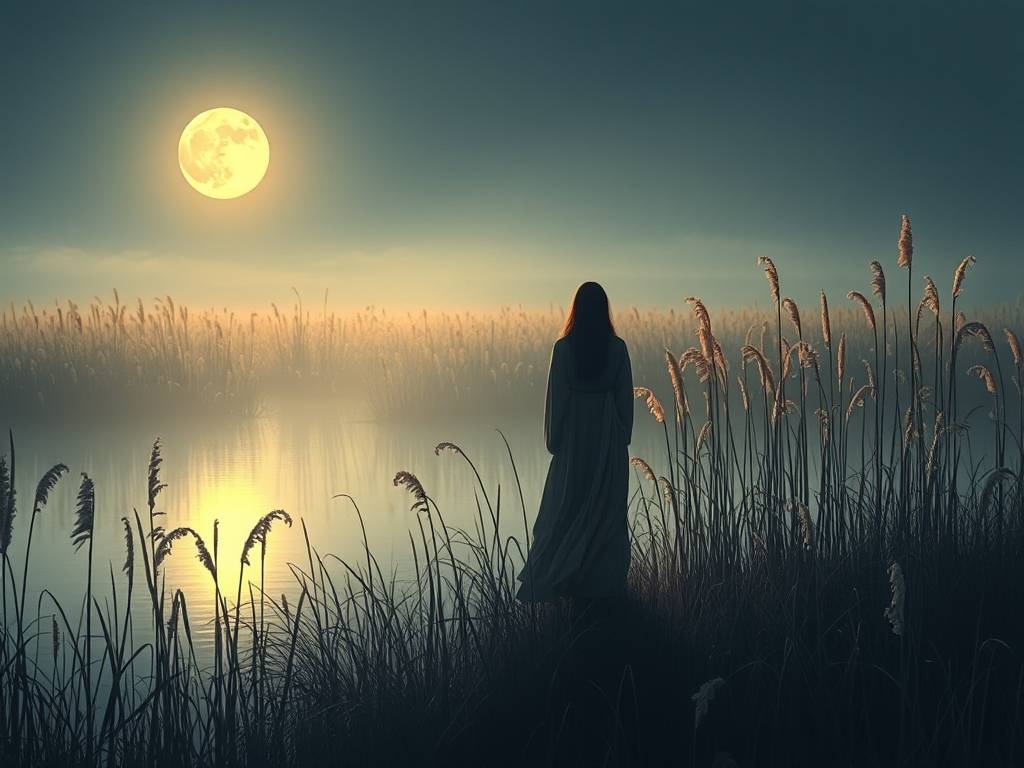芦苇荡的白月光:黄昏时分的诗意留白 芦苇荡的白月光:黄昏时分的诗意留白
